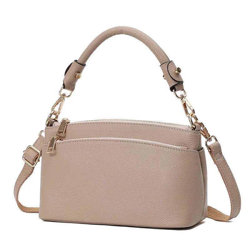 100% Genuine Leather Bag Fashion Women Cross Body Bag Black Handbag 3 Zippers Ladies Cowhide Crossbody Bag Female Handbag